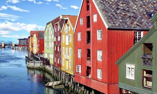 Bakklandet neighborhood in Trondheim Norway
