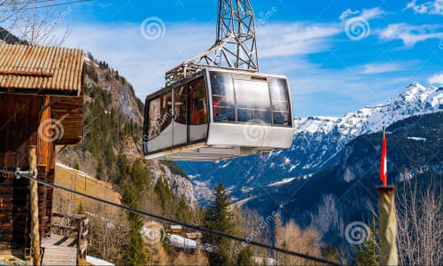 Cable car to Mürren (car-free village perched on a cliff) Interlaken
