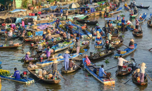 Floating markets in Mekong Delta Vietnam