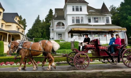 Horse-drawn carriage ride Mackinac Island