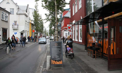 Icelandic design shops on Laugavegur street Reykjavik, Iceland