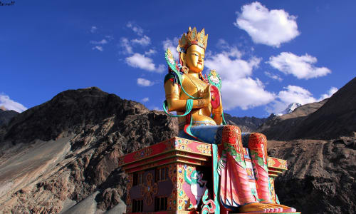 Maitreya Buddha statue Manali To Leh Highway, India