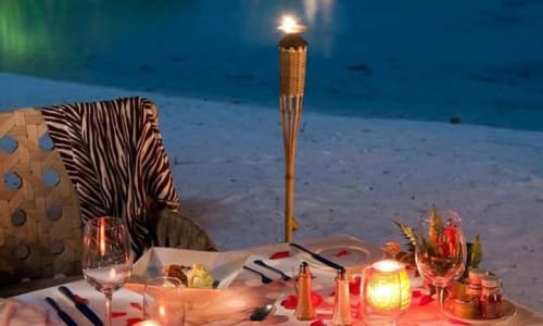 Romantic dinner on the beach Bora Bora