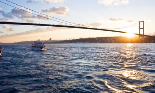Sunset cruise along the Bosphorus Strait Istanbul
