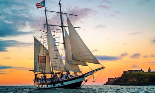 Sunset sail on the Caribbean Sea San Juan