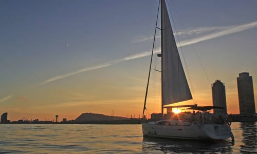 Sunset sailboat tour Barcelona, Spain