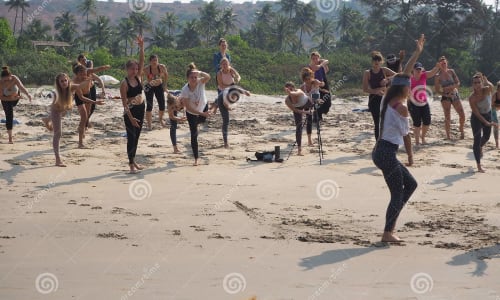 Yoga session on the beach Goa